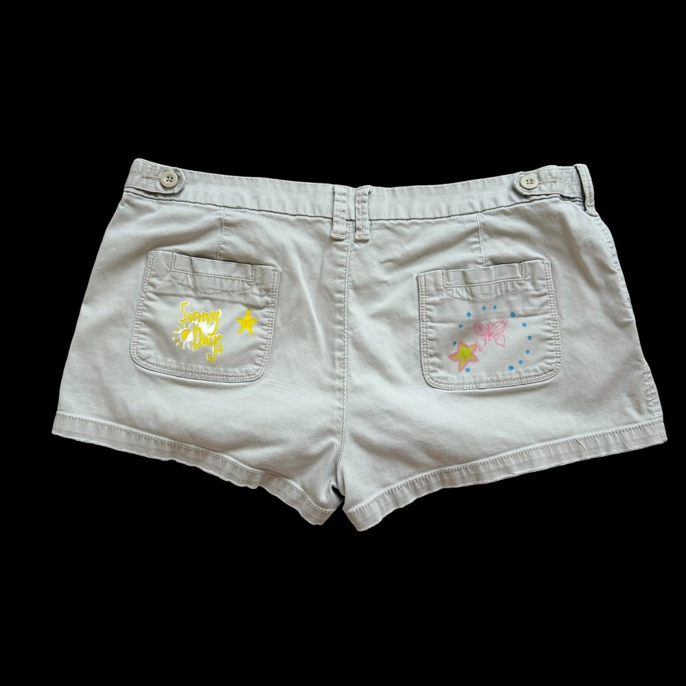 Y2K Arizona Khaki Corduroy Shorts Sunny Days Custom Painted Sz 11